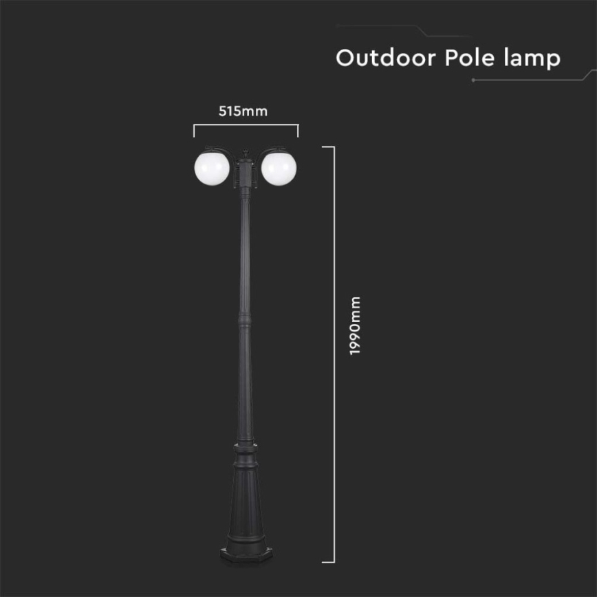 Lampe d'extérieur 2xE27/60W/230V IP44 199 cm noire