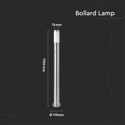 Lampe d'extérieur avec capteur 1xE27/60W/230V IP44 110cm matte chromé