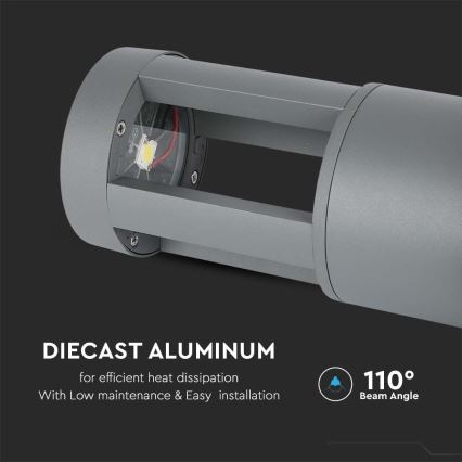 Lampe d'extérieur LED/10W/230V 25cm 3000K IP65 grise
