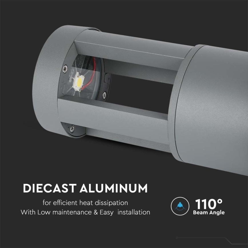 Lampe d'extérieur LED/10W/230V 25cm 3000K IP65 grise