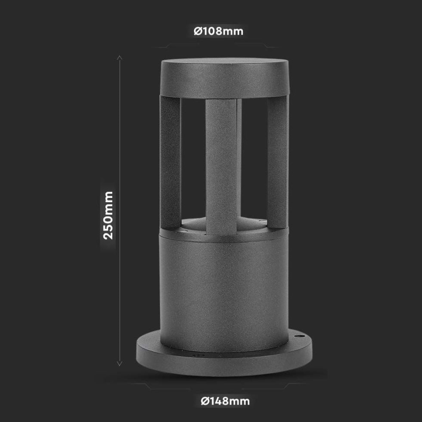 Lampe d'extérieur LED/10W/230V 25cm 3000K IP65 noire