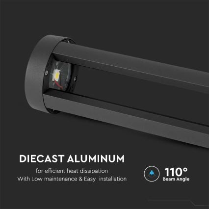 Lampe d'extérieur LED/10W/230V 80cm 6400K IP65 noire
