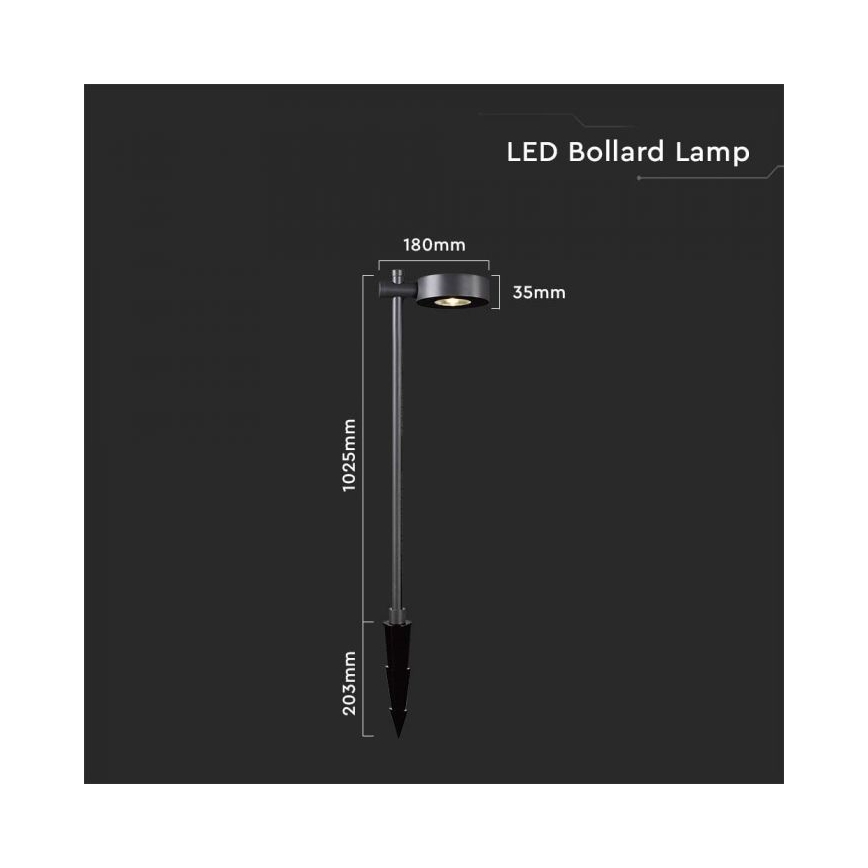 Lampe d'extérieur LED/7W/230V 4000K IP65 noire 102 cm