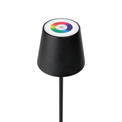 Lampe d'extérieur LED RGBW dimmable rechargeable LED/1,5W/4000 mAh 3000K IP44 noire