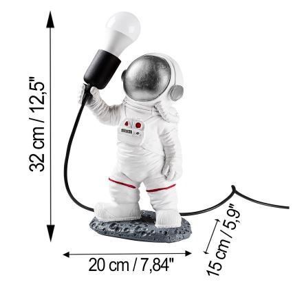 Lampe enfant ASTRONAUT 1xE27/40W/230V argent/blanc