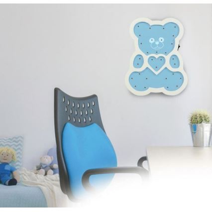 Lampe enfant LED/2xAA bleu ours