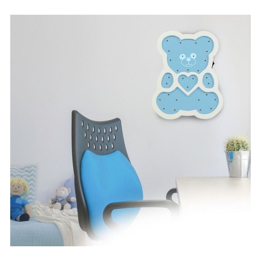 Lampe enfant LED/2xAA bleu ours