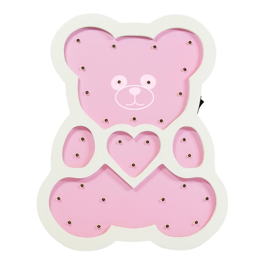 Lampe enfant LED/2xAA ours rose