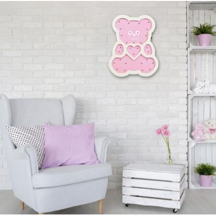 Lampe enfant LED/2xAA ours rose