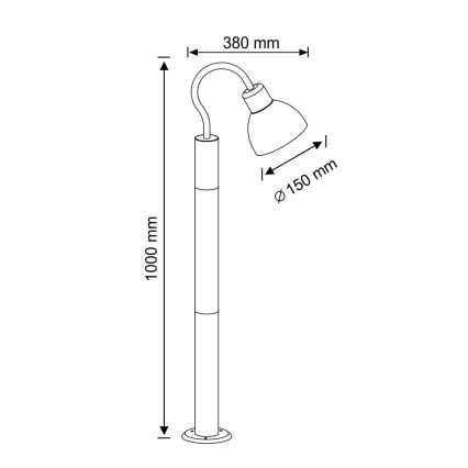 Lampe extérieur ARNE 1xE27 / 10W / 230V IP44 100 cm