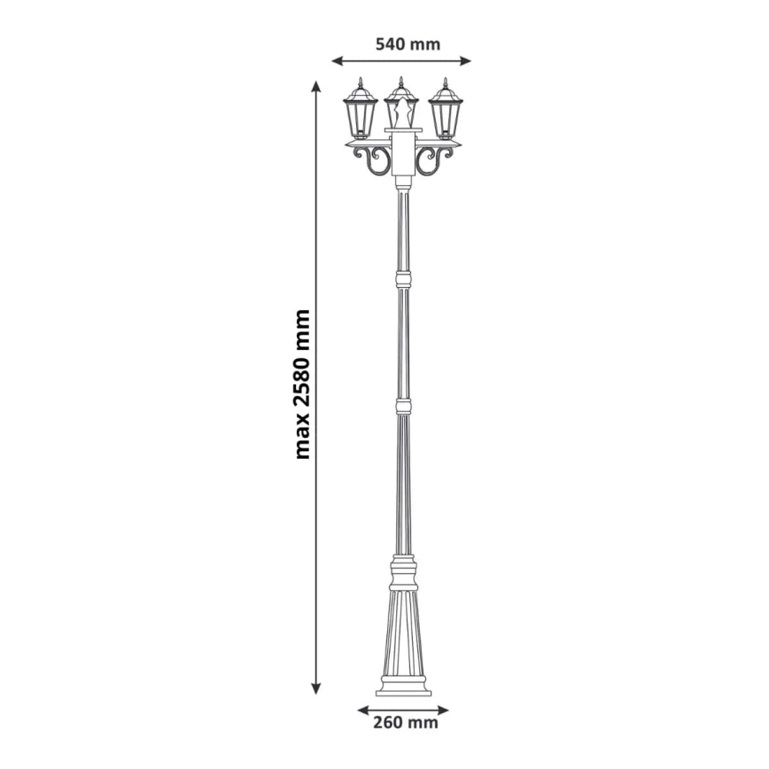 Lampe extérieure 3xE27/20W/230V IP43 2,58 m patine