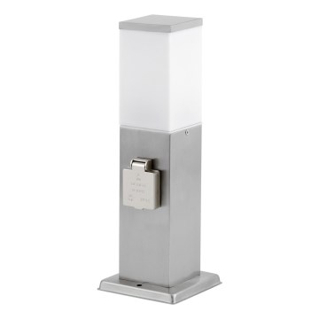 Lampe extérieure avec 2 prises SCHUKO 1xE27/20W/230V chrome mat IP44