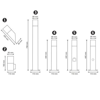 Lampe extérieure avec détecteur NEW YORK 1xE27/12W/230V IP44 44 cm anthracite