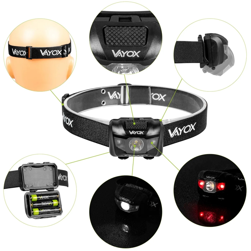 Lampe frontale à intensité variable 3xLED/3xAAA IPX4 100 brillant