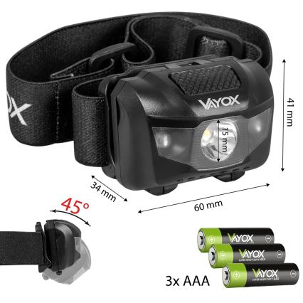 Lampe frontale à intensité variable 3xLED/3xAAA IPX4 100 brillant