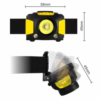 Lampe frontale LED 2xLED/5W/3xAAA + LED/3W
