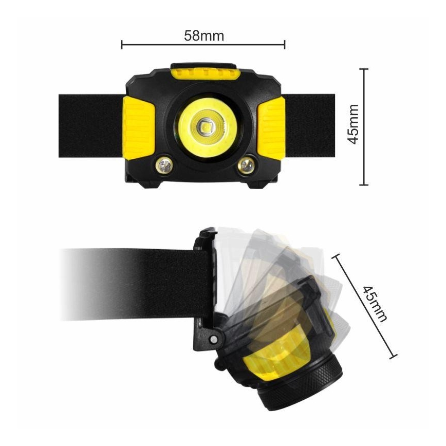 Lampe frontale LED 2xLED/5W/3xAAA + LED/3W