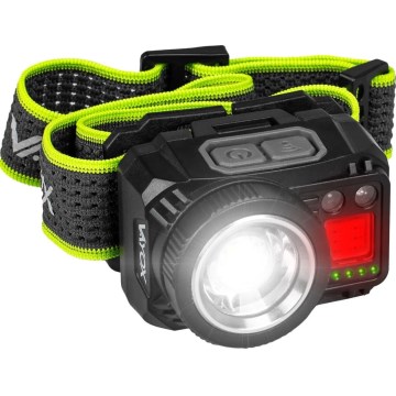 Lampe frontale LED rechargeable à intensité réglable, dotée d'un capteur et d'un éclairage rouge LED/6W/5V/3xAAA IP66 500 lm 1200 mAh