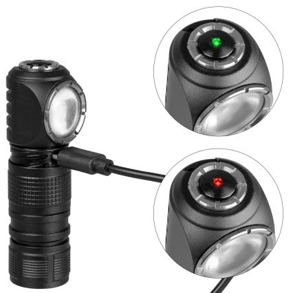 Lampe frontale LED rechargeable, à intensité réglable, 3 en 1, avec éclairage rouge LED/10W/5V IP66 500 lm 800 mAh