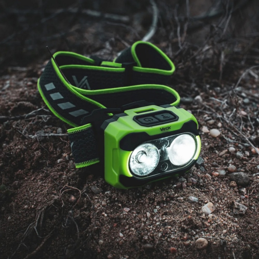 LED Lampe frontale dimmable rechargeable avec capteur et éclairage rouge LED/10W/5V/3xAAA IP44 600 lm 1200 mAh