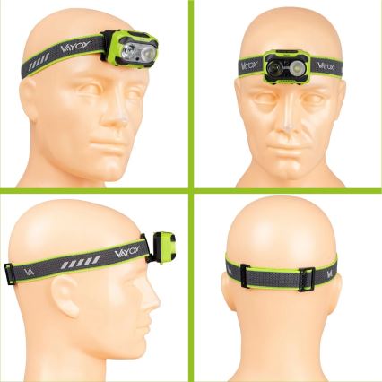 LED Lampe frontale dimmable rechargeable avec capteur et éclairage rouge LED/10W/5V/3xAAA IP44 600 lm 1200 mAh