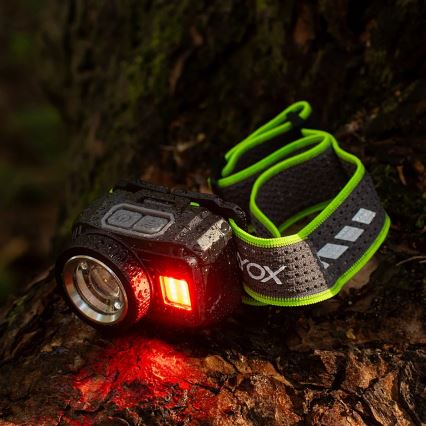 Lampe frontale LED rechargeable à intensité réglable, dotée d'un capteur et d'un éclairage rouge LED/6W/5V/3xAAA IP66 500 lm 1200 mAh