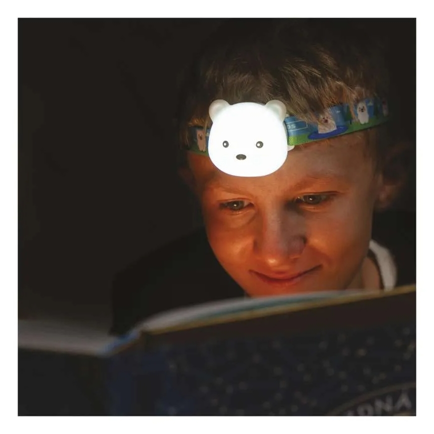 Lampe frontale LED rechargeable par USB 500 mAh, motif ours