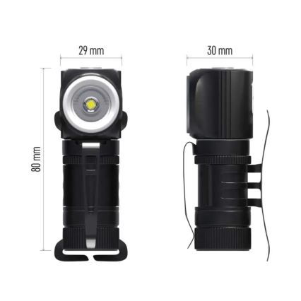 Lampe frontale rechargeable à intensité réglable LED/800 mAh 3,7V
