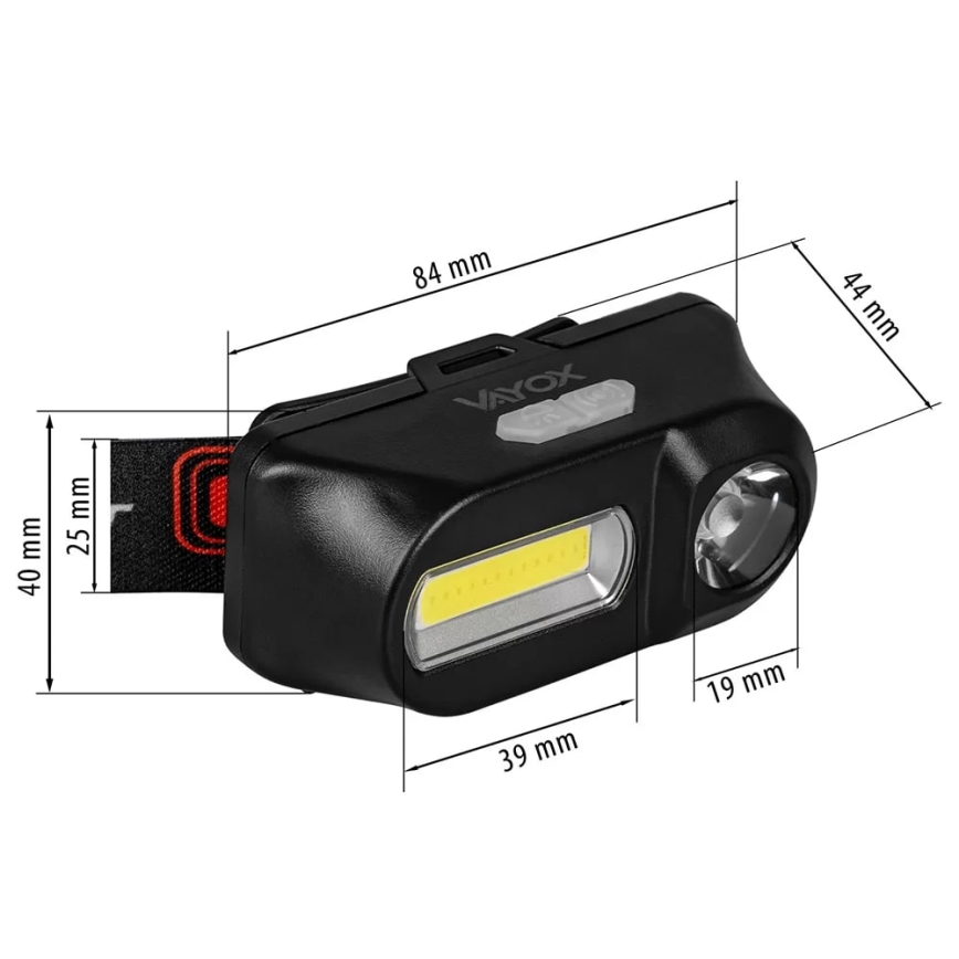 Lampe frontale rechargeable à intensité variable 2xLED/5V IP44 210 brillant 2000 mAh