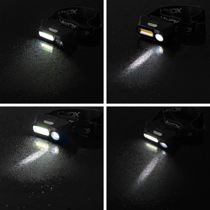 Lampe frontale rechargeable à intensité variable 2xLED/5V IPX4 250 brillant 2000 mAh