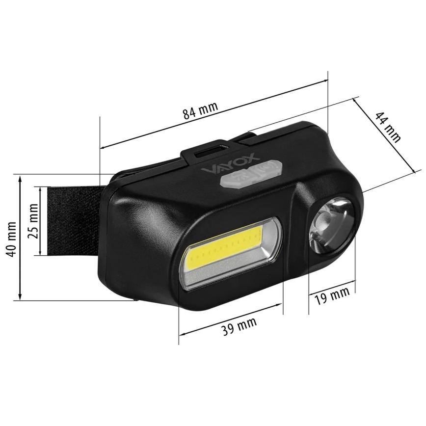 Lampe frontale rechargeable à intensité variable 2xLED/5V IPX4 250 brillant 2000 mAh