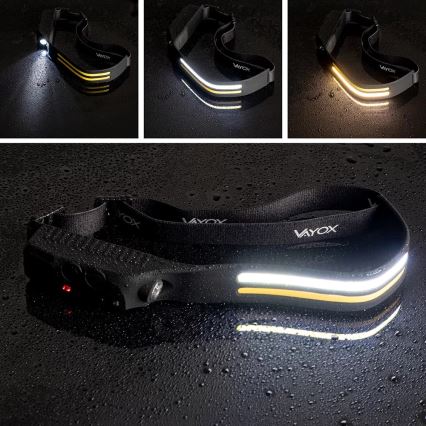 Lampe frontale rechargeable à intensité variable avec détecteur 3xLED/5V IP44 300 brillant 1200 mAh