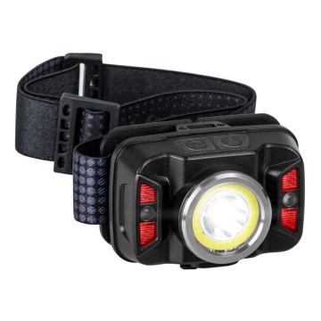 Lampe frontale rechargeable à intensité variable avec détecteur et éclairage rouge LED/15 W/5 V IP66 430 brillant 1800 mAh
