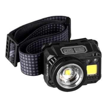 Lampe frontale rechargeable à intensité variable avec détecteur et lumière rouge LED/6W/5V/3xAAA IP44 500 brillant 1200 mAh