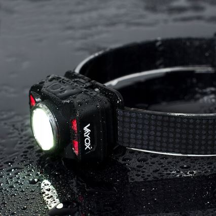 Lampe frontale rechargeable à intensité variable avec détecteur et éclairage rouge LED/15 W/5 V IP66 430 brillant 1800 mAh