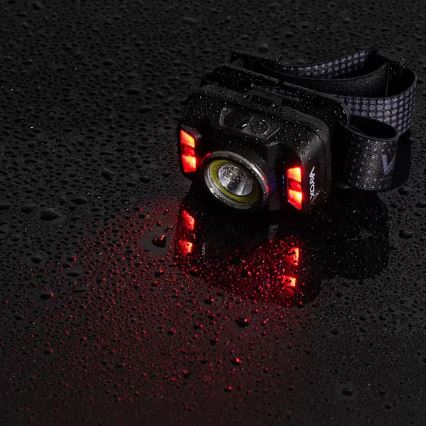 Lampe frontale rechargeable à intensité variable avec détecteur et éclairage rouge LED/15 W/5 V IP66 430 brillant 1800 mAh