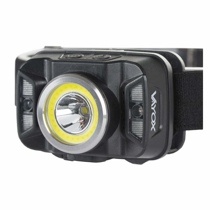 Lampe frontale rechargeable à intensité variable avec détecteur et éclairage rouge LED/15 W/5 V IP66 430 brillant 1800 mAh