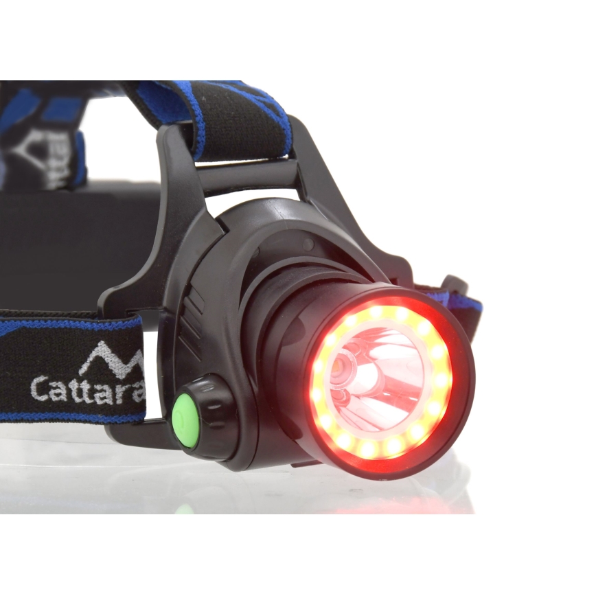 Lampe frontale rechargeable avec lumière rouge LED/10W/7,4V IP44 noire/bleue