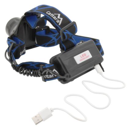 Lampe frontale rechargeable avec lumière rouge LED/10W/7,4V IP44 noire/bleue