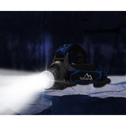 Lampe frontale rechargeable LED/6W/7,4V 5600 mAh IP44 noir/bleu