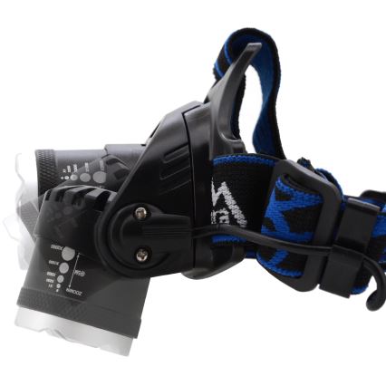 Lampe frontale rechargeable LED/6W/7,4V 5600 mAh IP44 noir/bleu