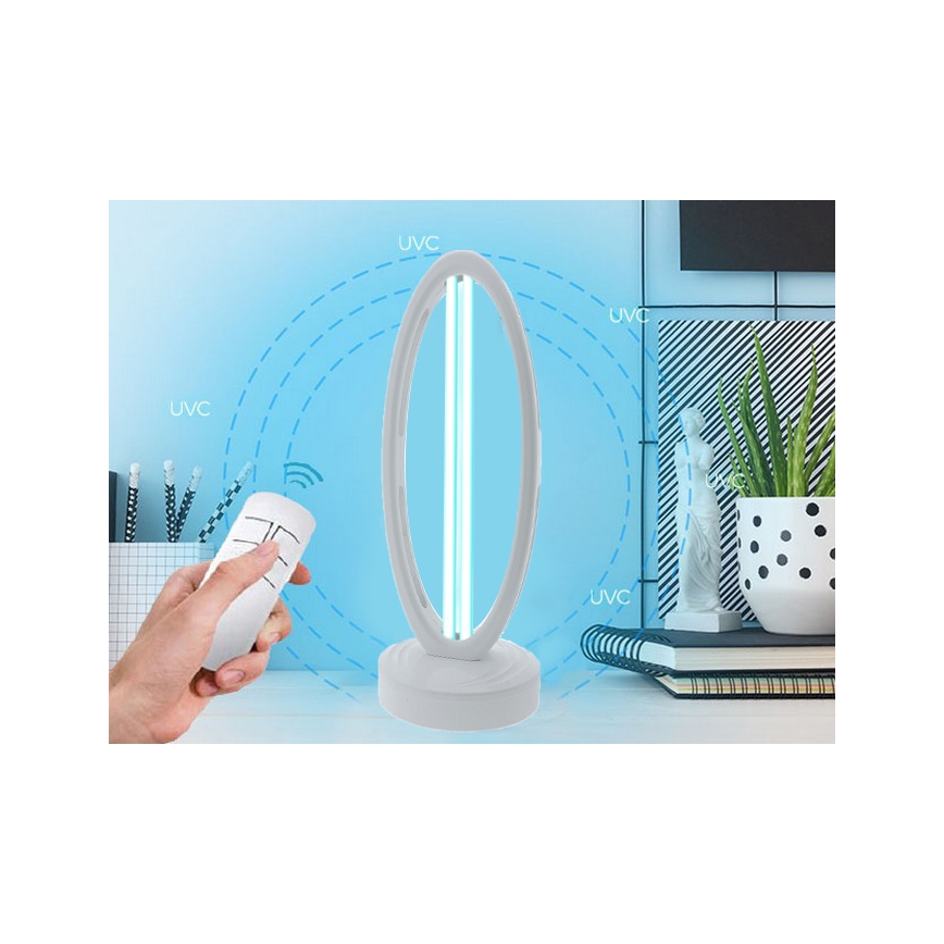 Lampe germicide de désinfection à l'ozone UVC/38W/230 + Télécommande Blanche