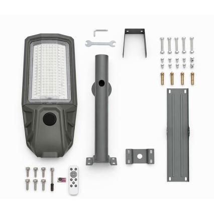 Lampe de rue LED dimmable avec capteur et panneau solaire KOBRA LED/400W/3,2V 24000 mAh IP65 anthracite + télécommande