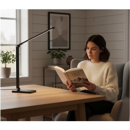 Lampe de bureau LED dimmable avec charge sans fil QI NOBLITE Q LED/7W/230V 3000/4000/6500K noire