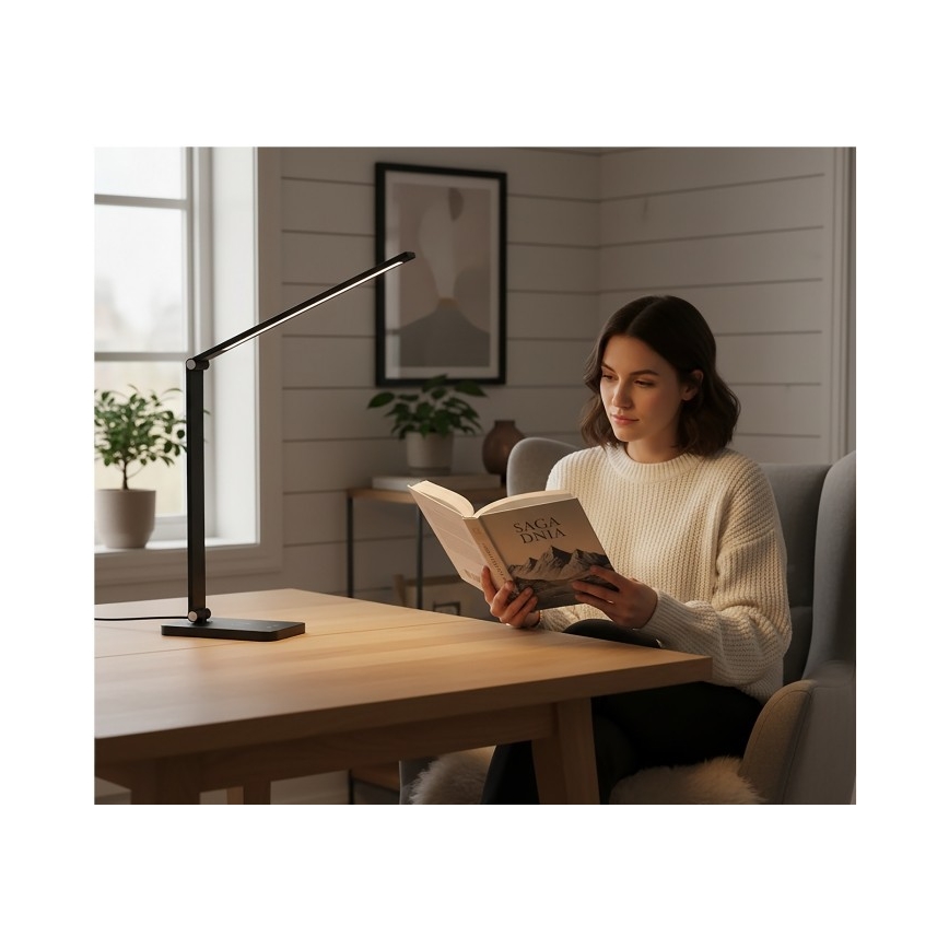 Lampe de bureau LED dimmable avec charge sans fil QI NOBLITE Q LED/7W/230V 3000/4000/6500K noire