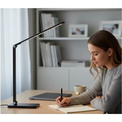 Lampe de bureau LED dimmable avec charge sans fil QI NOBLITE Q LED/7W/230V 3000/4000/6500K noire