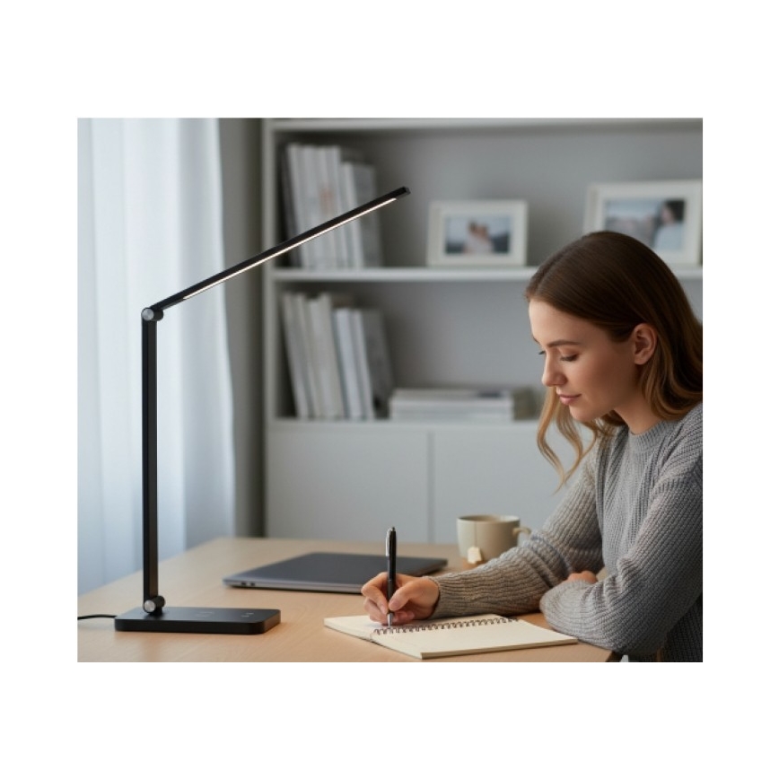 Lampe de bureau LED dimmable avec charge sans fil QI NOBLITE Q LED/7W/230V 3000/4000/6500K noire