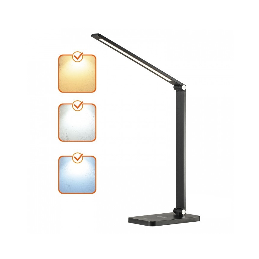 Lampe de bureau LED dimmable avec charge sans fil QI NOBLITE Q LED/7W/230V 3000/4000/6500K noire