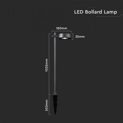 Lampe LED d'extérieur 7W/230V 3000K IP65 noire 102 cm