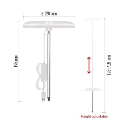 Lampe LED d'intérieur dimmable pour la culture des plantes GROW LED/8W/5V